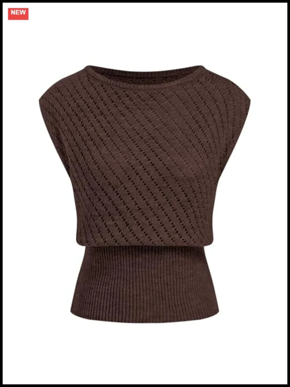 Women's Knit Vest Casual Crew Neck Hollow Out Ribbed Waist Short Sleeve Summer